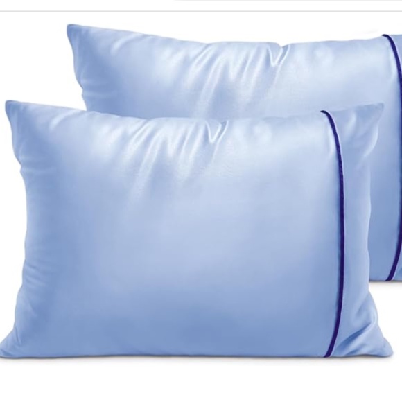 💐Fittia Satin King Pillowcases 2 Pack Light Blue - Picture 1 of 4